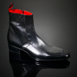 'Nude' Apron front zip boot