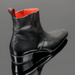 'Nude' Apron front zip boot