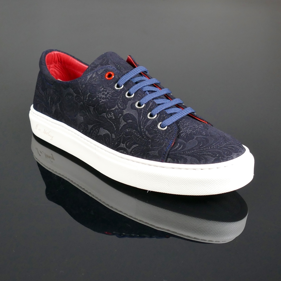 Apollo L066 'MIDNIGHT' Floral embossed suede sneaker