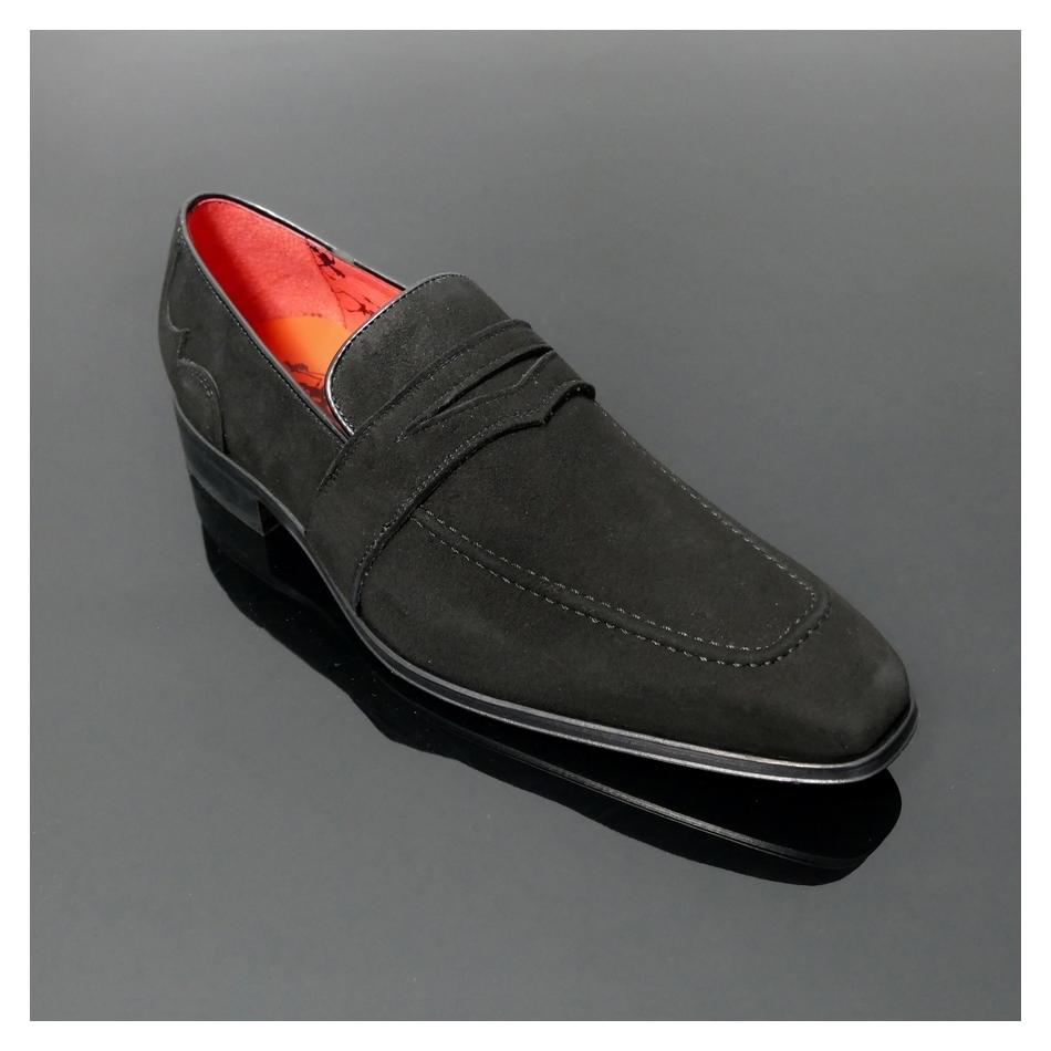 Soprano K630 D'ELEGANCE Black Suede Saddle slip on