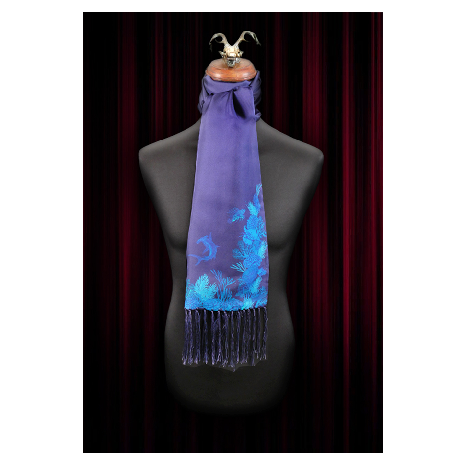 The Deep - Navy Wool backed scarf