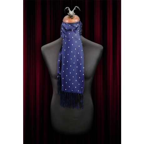 The Jewel - Navy/White Diamond Silk Wool backed scarf