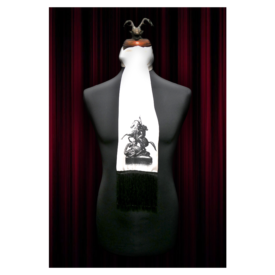 White - St. George and the Dragon Silk Scarf